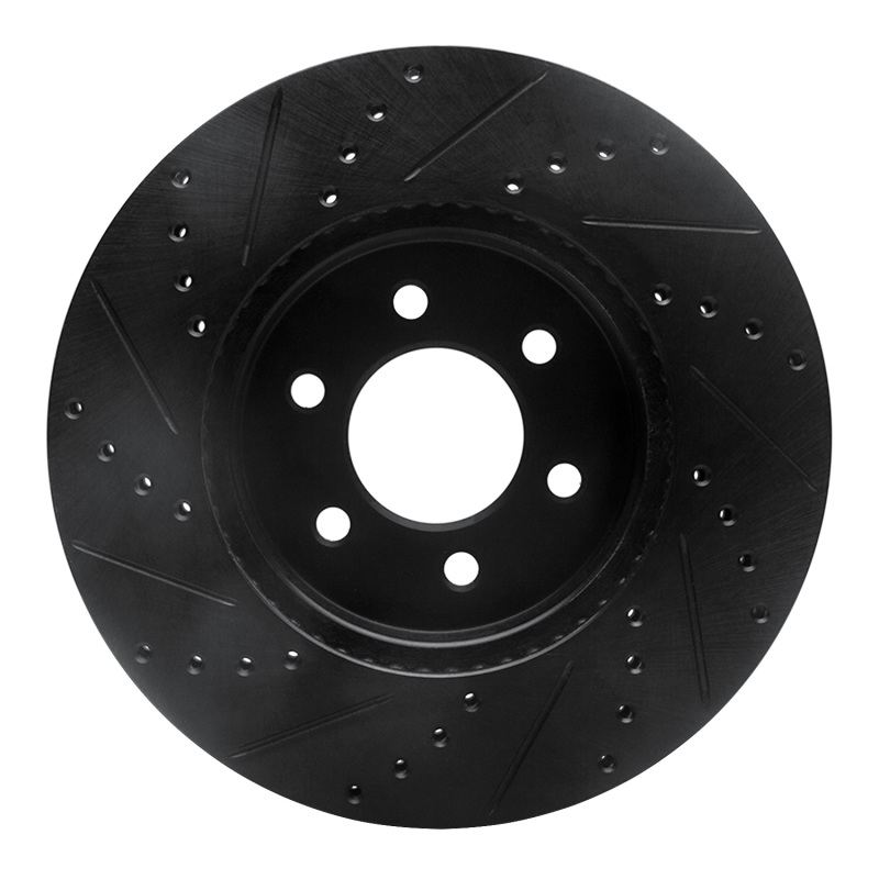 Dodge Durango Brake Rotor (1) - Front Right - R1 Concepts - Drilled & Slotted - Black - 2003
